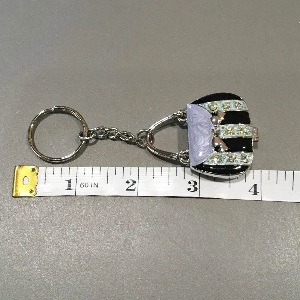 Vintage Purse Key Charm Mirror Photo Locket Keepsake Key Chain Ganz